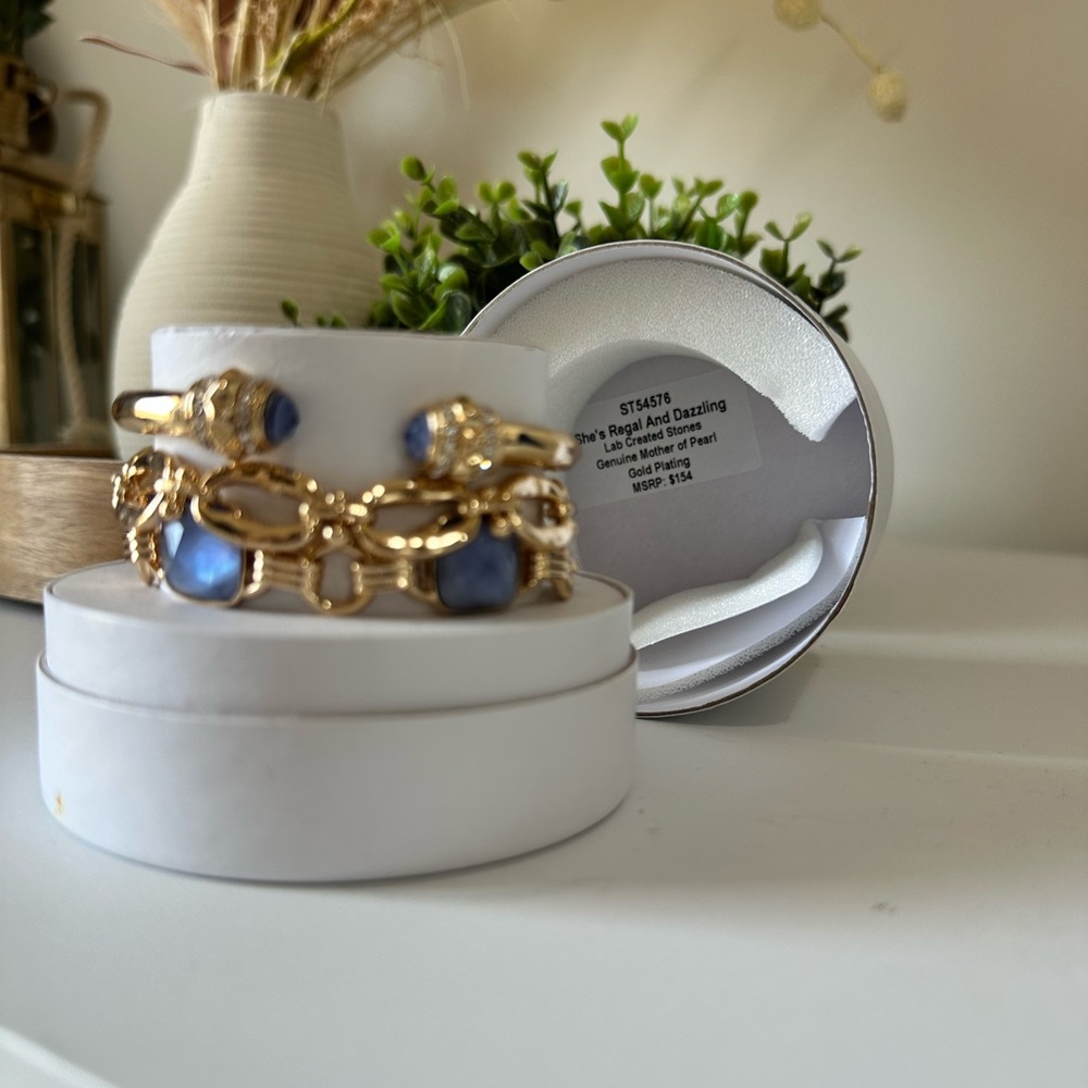 Elegant Gold and Blue Bracelet